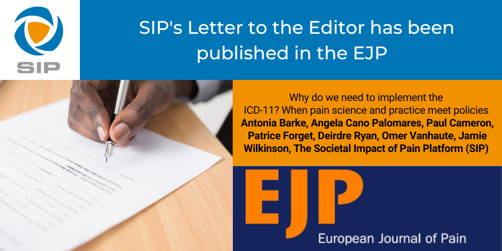 Sip’s letter to the editor published in the european journal of pain