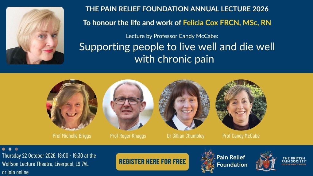 Pain Relief Foundation’s 25th Annual Lecture to honour Felicia Cox